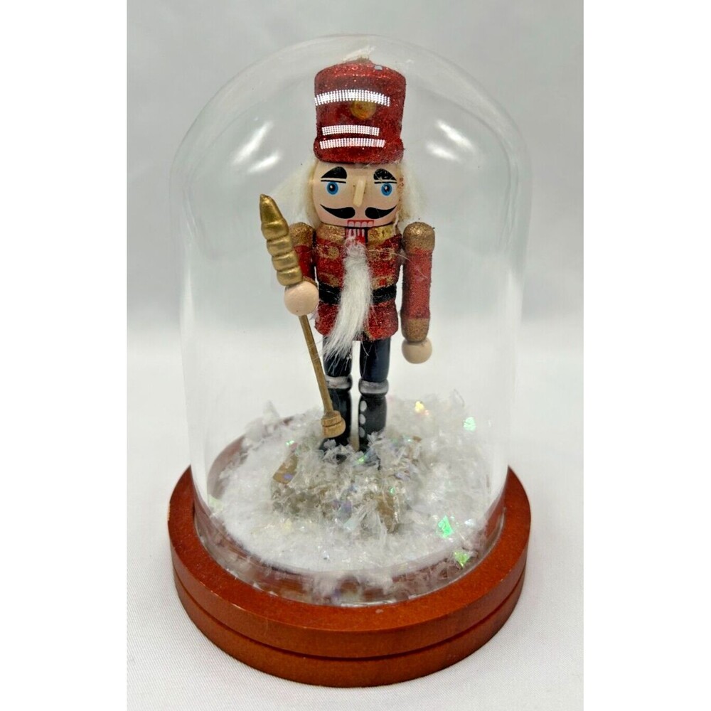 Nutcracker 5" Waterless Snow Globe~Glass Dome  w Wood Base~ Christmas Decoration